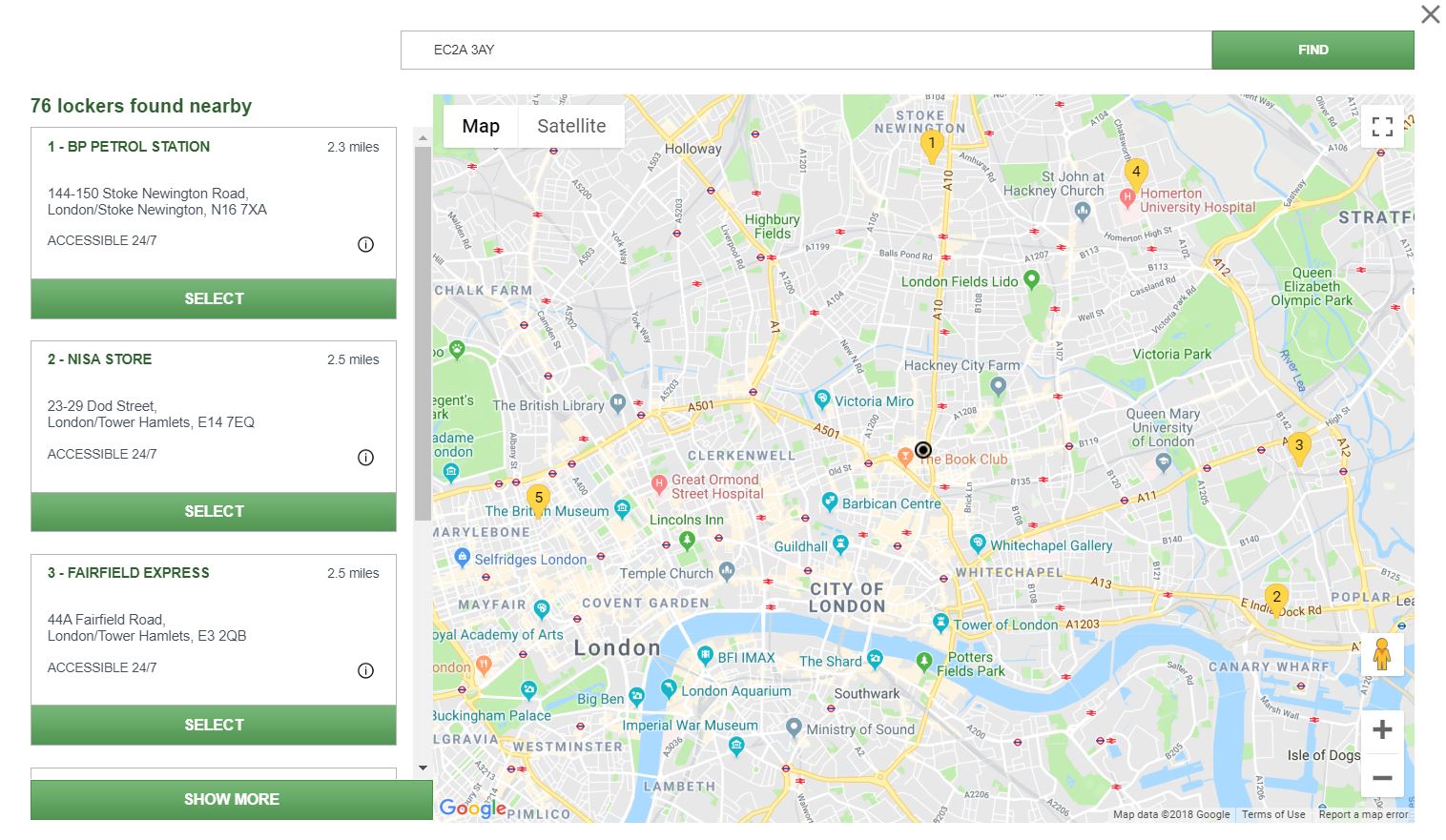 Pick up point Map